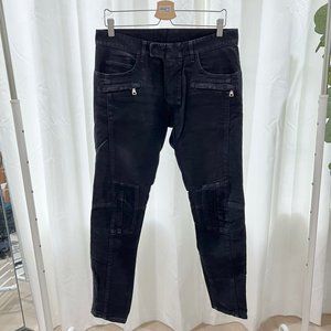 Balmain Paris Black Skinny Moto Denim Jeans